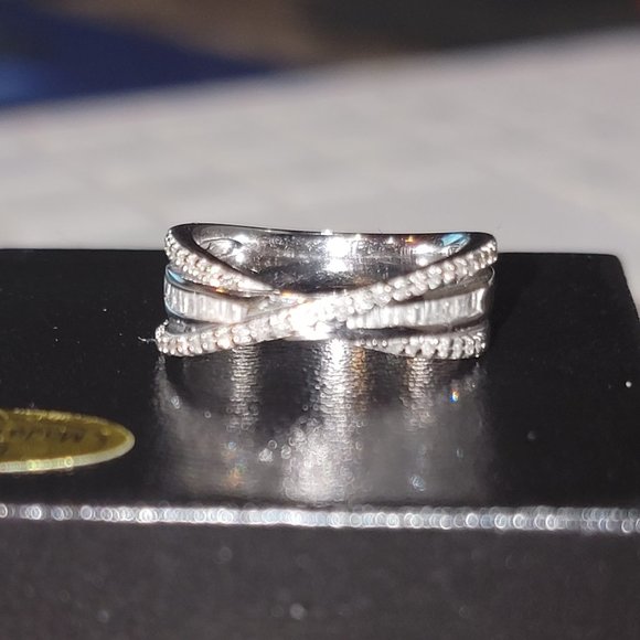 brilliant 1/2 ct baguette and round diamond ring 925JS - Picture 3 of 6